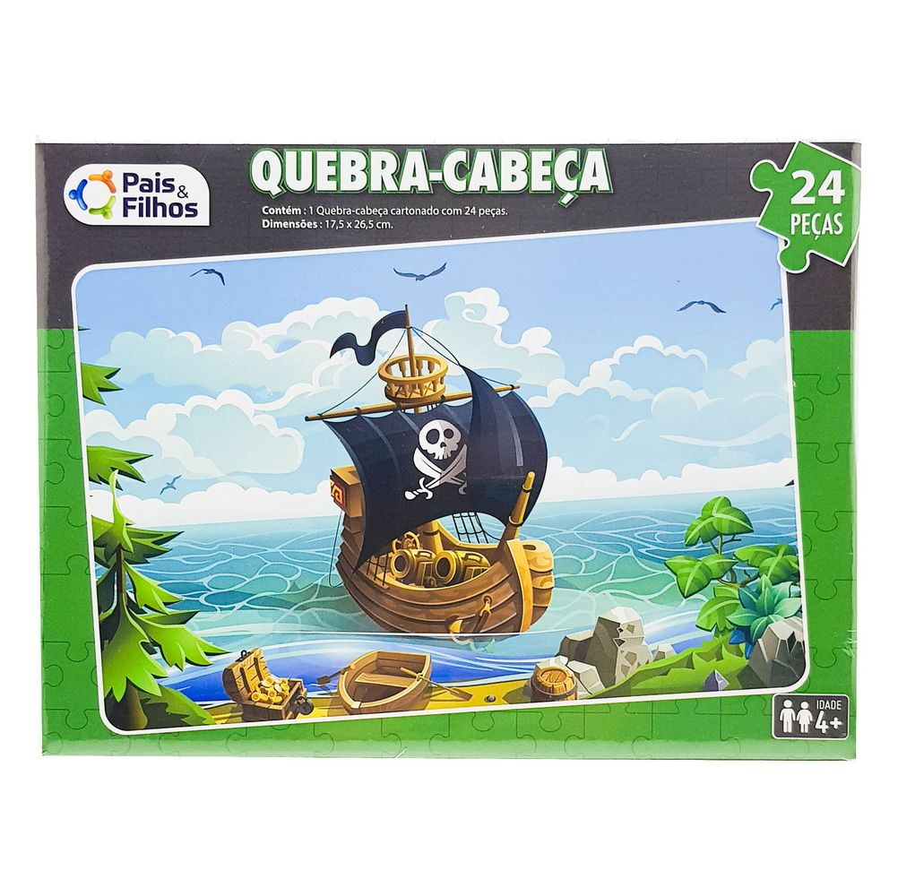 Quebra-cabeça Navio Pirata infantil 24 Pcs